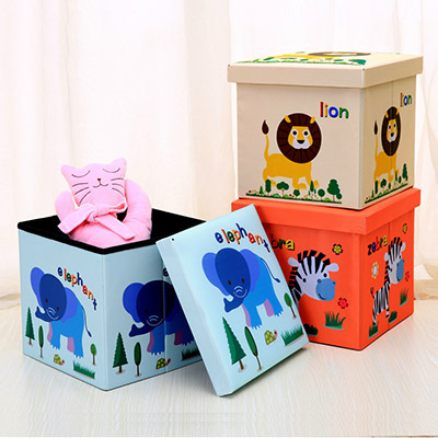 牛津布创意收纳凳定制 卡通折叠凳批发 玩具新款加强儿童储物凳订做