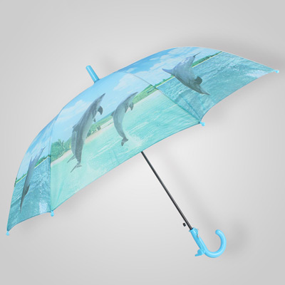 创意小海豚儿童可爱布伞 小孩学生自动长柄卡通晴雨伞 可印logo