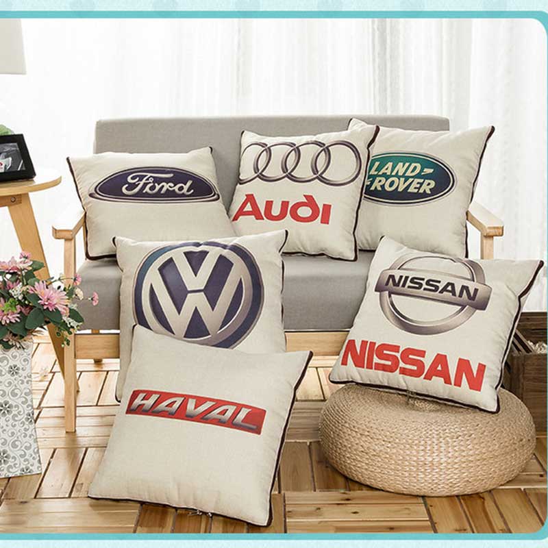 来图照片棉麻抱枕定做 汽车广告靠垫 公司logo企业定制礼物抱枕