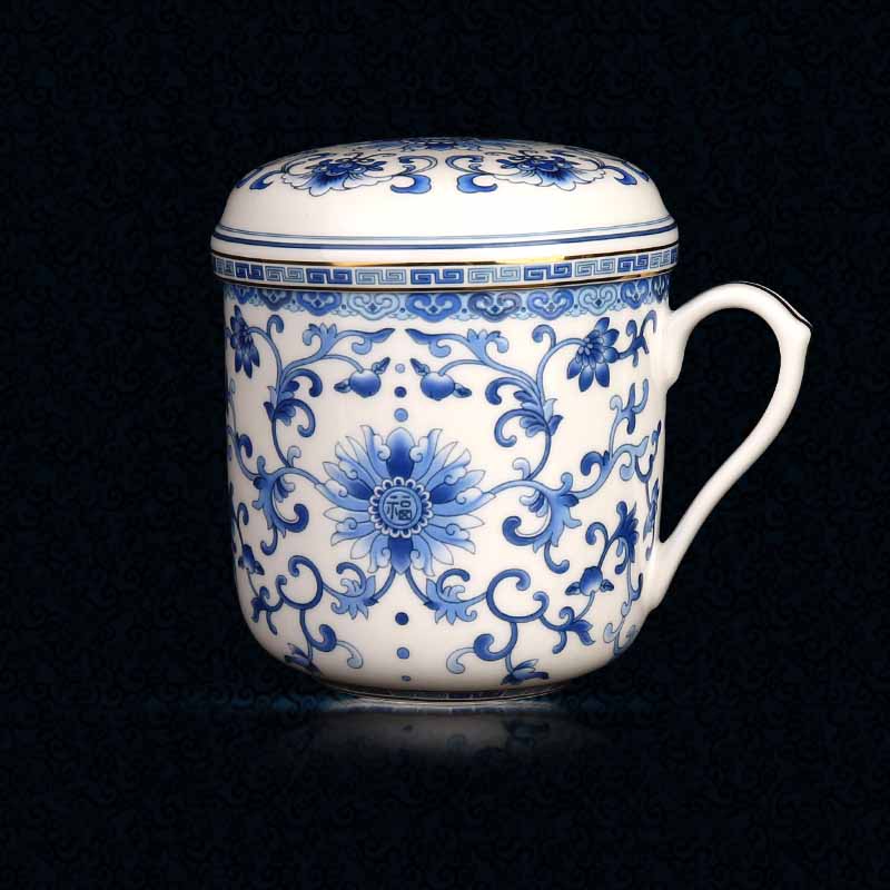 青花珐琅彩描金骨瓷杯茶具 陶瓷精美礼品茶杯定制