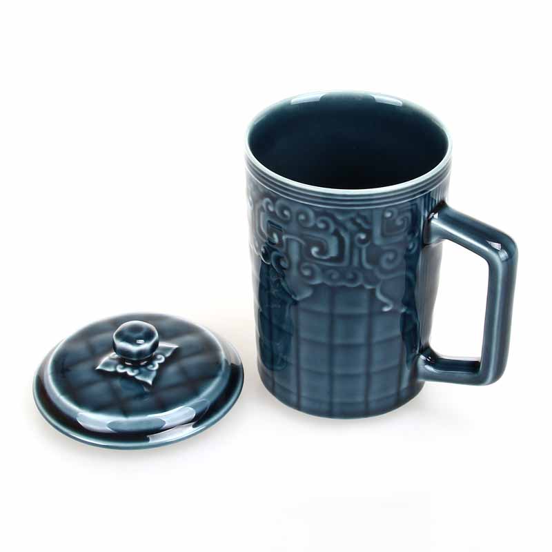 大富贵活瓷高杯 带盖办公杯茶水杯 陶瓷养生送礼礼品茶杯定制