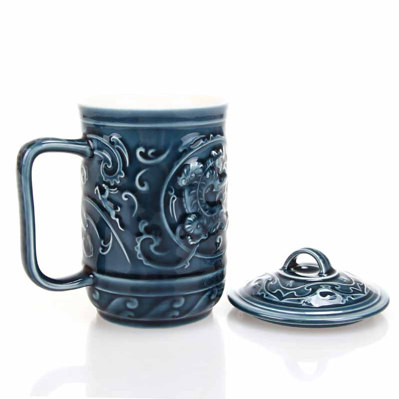 威镇八方高杯活瓷杯喝茶杯 创意复古陶瓷水杯杯子礼品定制