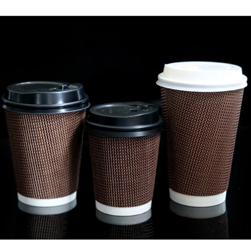 加厚防烫手便携咖啡杯 一次性带盖纸杯奶茶杯 热饮杯外卖打包瓦楞纸杯定制