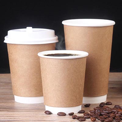 <b>双层牛皮纸杯带盖一次性杯子 外带咖啡杯打包奶茶杯定制</b>