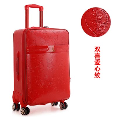 <b>结婚箱红色婚庆箱 皮质旅行箱托运行李箱 万向轮密码拉杆箱定制</b>
