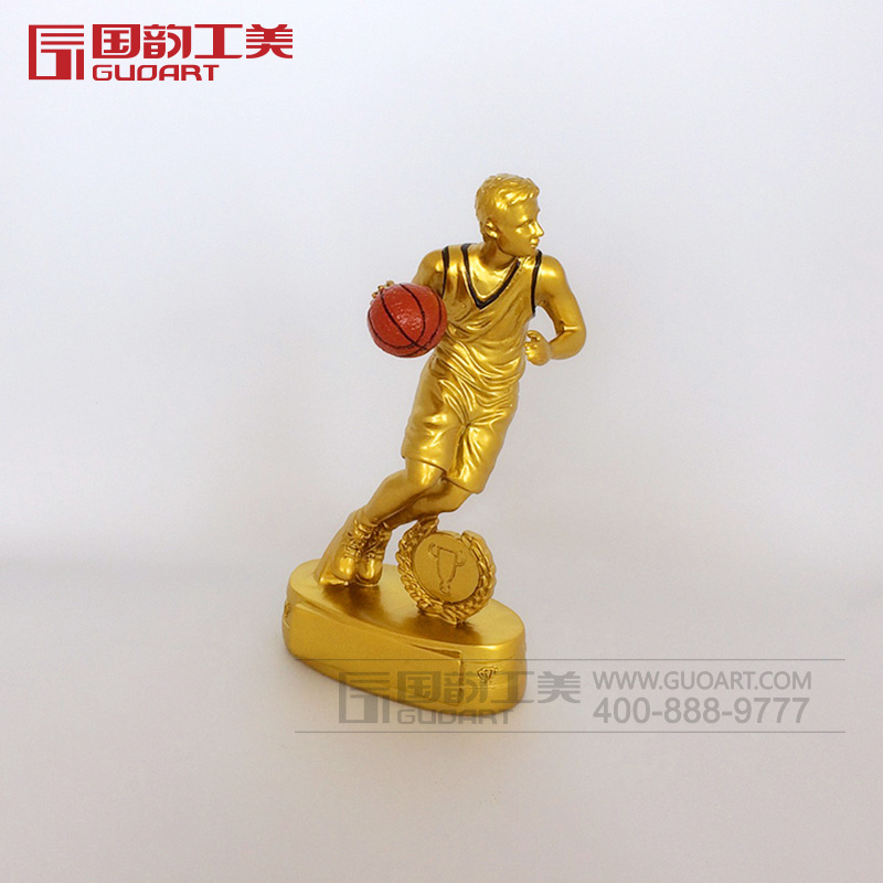 篮球比赛创意金色仿铜树脂奖杯定做