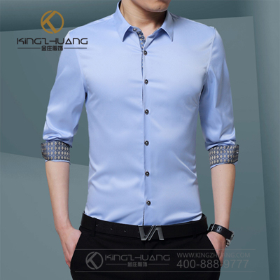 时尚男式休闲长袖衬衫 修身纯色百搭衬衣 厂家定制