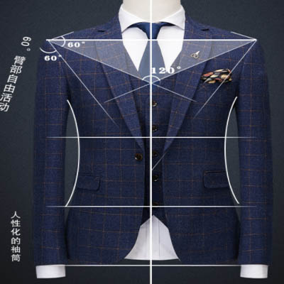 格子西服套装男士修身韩版新郎服装结婚礼服休闲小西装三件套定制