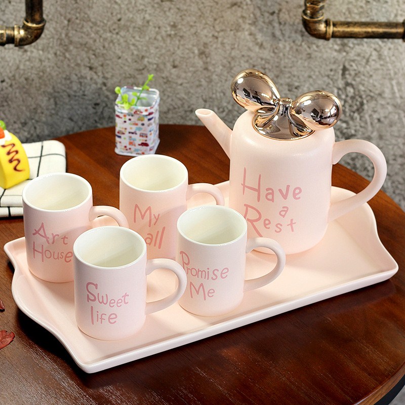 茶具水杯杯具套装杯子整套家用冷水壶陶瓷套杯创意现代简约北欧风