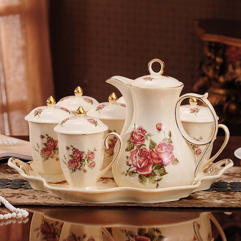 欧式陶瓷茶壶茶杯茶具套装耐热冷水壶水杯定制