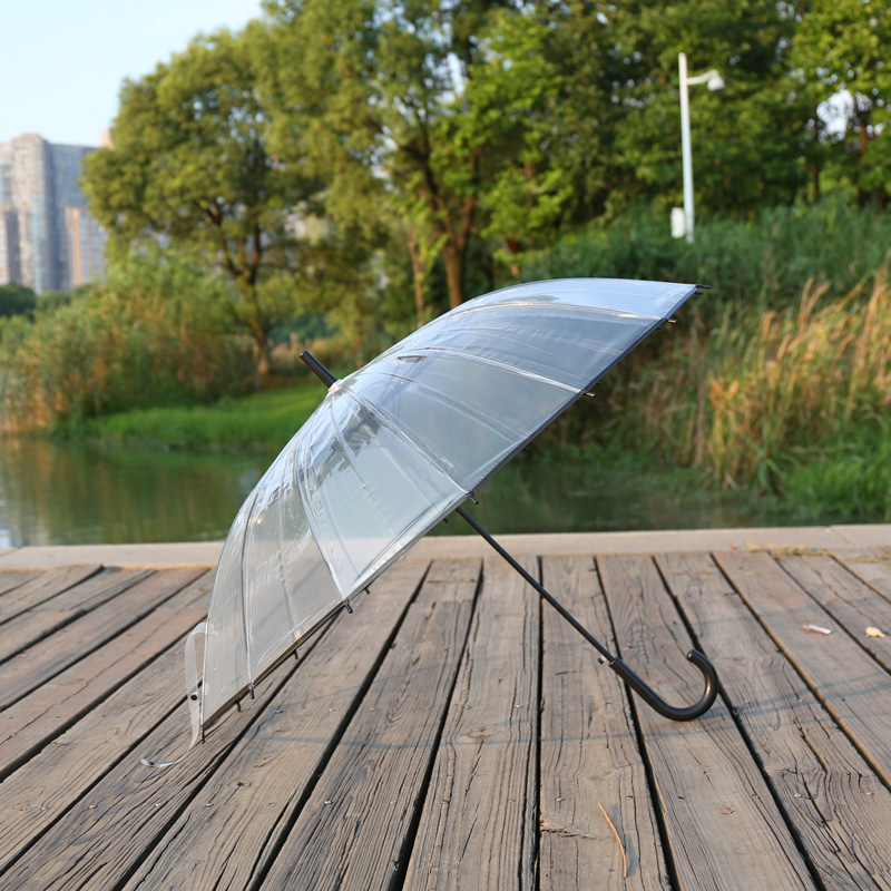 直杆透明雨伞定制  活动礼品伞批发订做  哪里可以制作雨伞