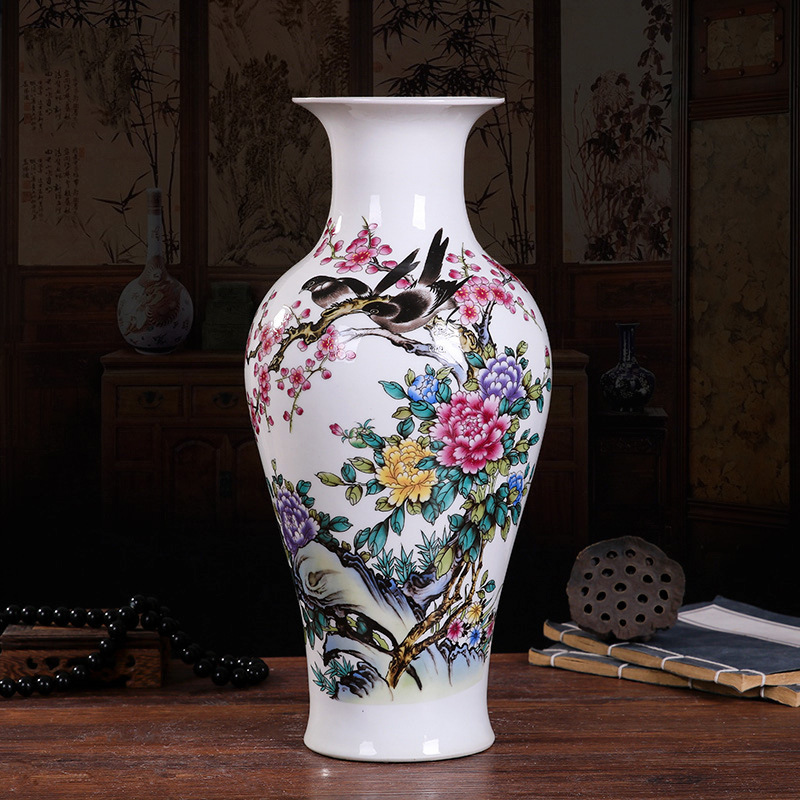 景德镇陶瓷插花瓶 现代花瓶花瓶 仿古中式客厅装饰 瓷瓶摆件工艺品
