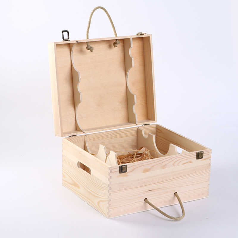 红酒箱六支装红酒木盒子 葡萄酒箱包装盒制作厂家 实木质6只木盒子礼盒定制