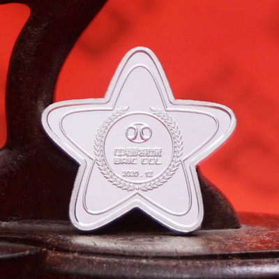 异型银纪念章 五角形状纪念章 中都物流周年纪念品
