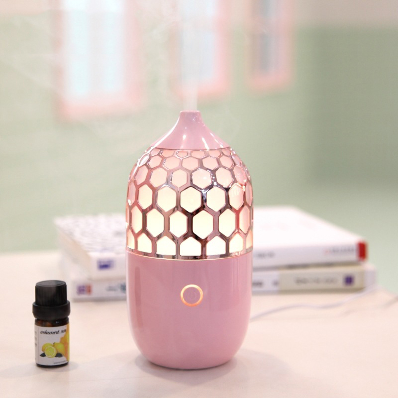 粉色香薰机定制 便携香薰机加湿器 呼吸夜灯香薰机 礼品桌面加湿器