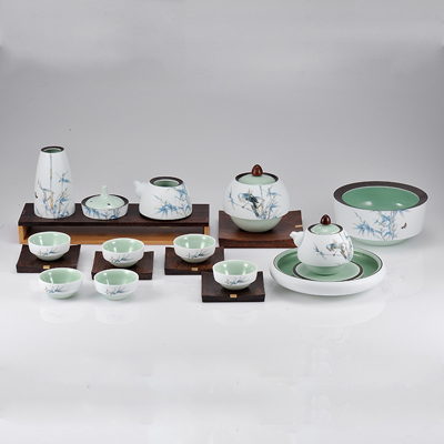 陶瓷功夫茶具套装 般若成套礼盒包装 中式办公茶道茶器19件批发