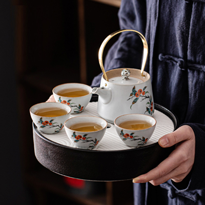 功夫茶具茶盘套装家用 中式办公室简约泡茶壶小套便携旅行 陶瓷杯定制