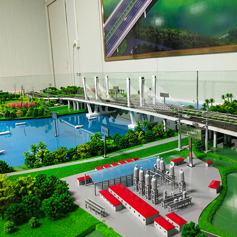厂家定制石滩大桥模型 彩色建筑模型设计 道路交通规划展示沙盘定做