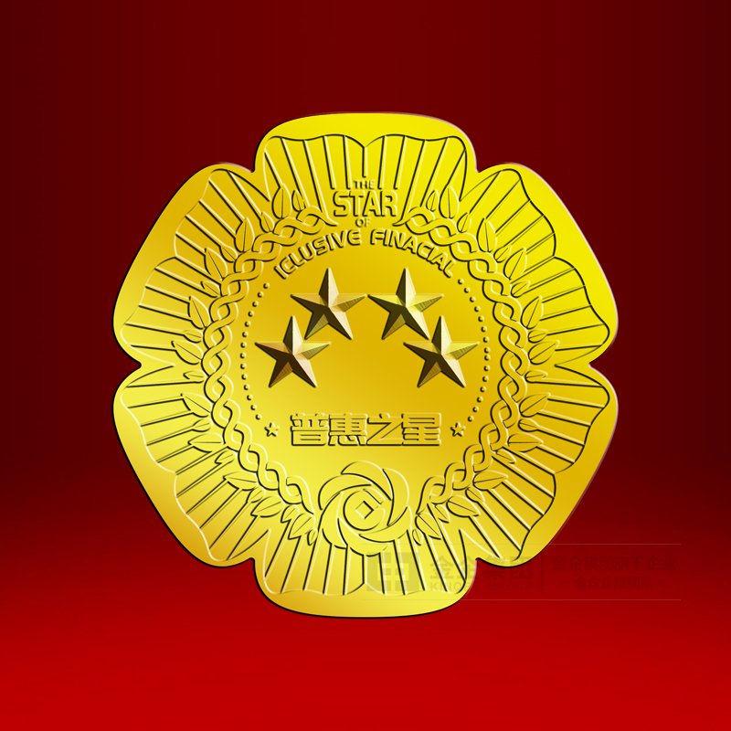 2019年05月  普惠之星花型金属徽章定制  优秀员工礼品