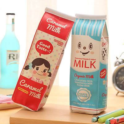 韩版可爱笔袋定制 趣味仿真牛奶笔袋批发 创意广告文具袋牛奶盒笔袋订做