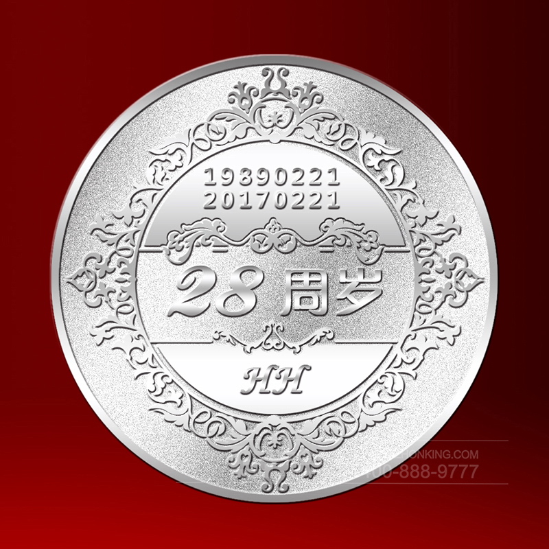 银镶金生日纪念章定制