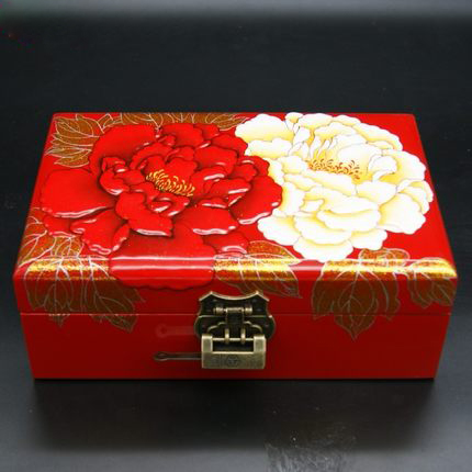 漆器首饰盒平遥推光漆器彩绘复古梳妆盒收纳盒高档木质包装盒定做