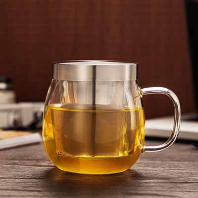 加厚耐热玻璃杯 茶杯水杯 不锈钢透明泡茶带盖过滤花茶杯杯子