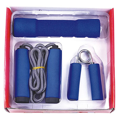 家庭健身器材套装 健康运动三件套 礼盒装握力器跳绳哑铃定制