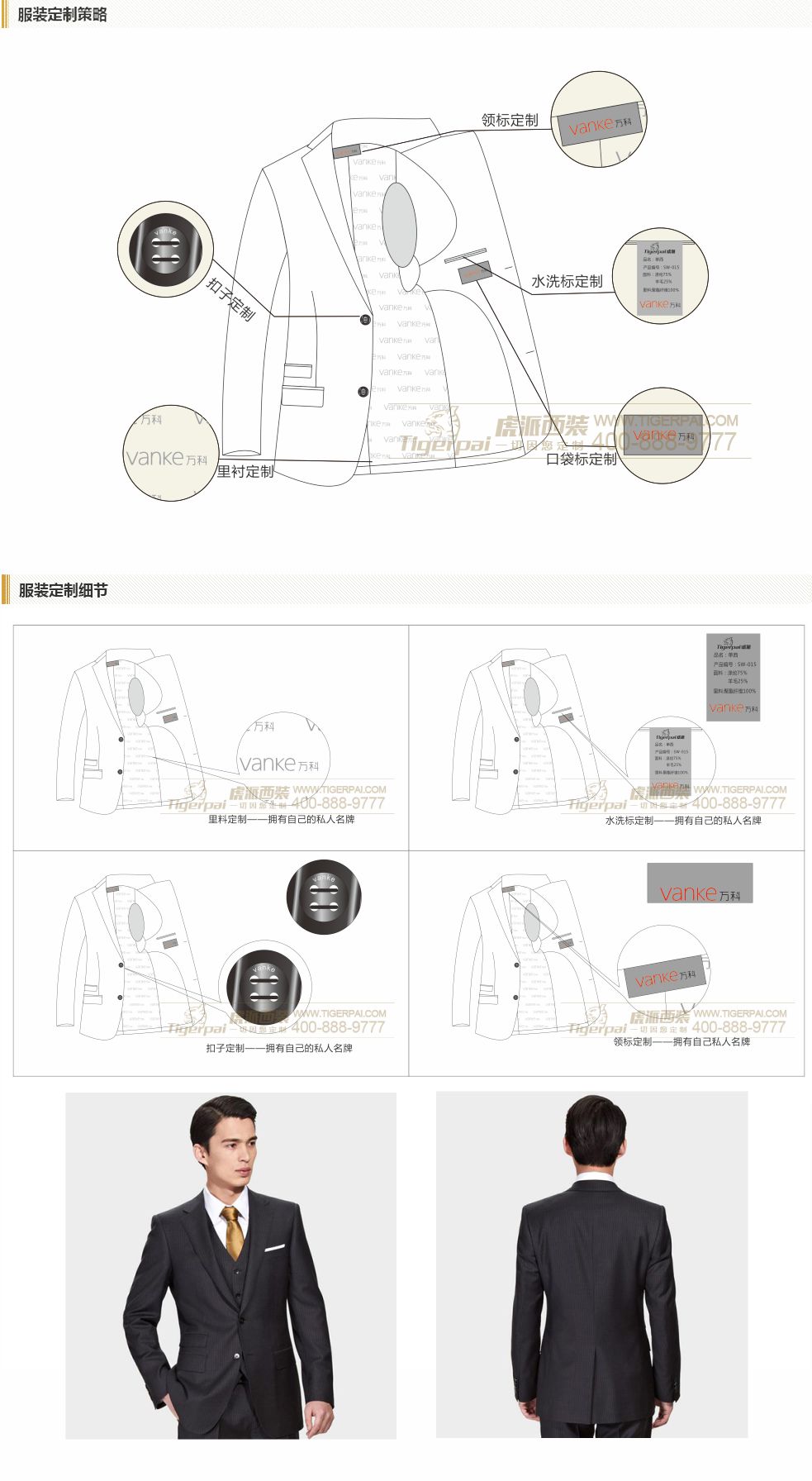 西服套装男商务正装职业西装三件套-万科集团定制