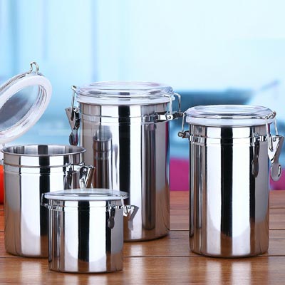 不锈钢带盖奶粉茶叶干果咖啡豆保鲜罐大中小 储物罐子密封罐定制