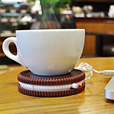 创意奥利奥夹心饼干USB保温杯垫碟子 办公室咖啡加热保温杯垫定制