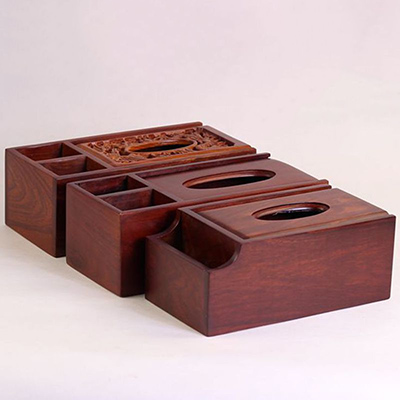 多功能遥控器收纳盒 创意木制桌面收纳架储物箱 客厅茶几木质纸巾盒定制