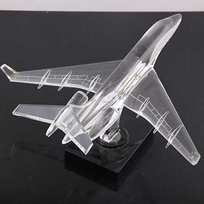水晶飞机模型摆件 工艺品创意家居饰品毕业纪念品礼物定制