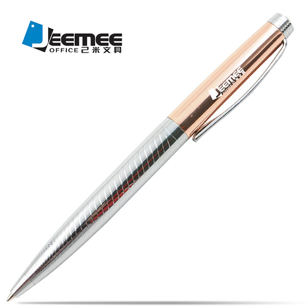 创意商务圆珠笔 旋转办公广告笔 金属原子笔不锈钢油笔礼品笔定制