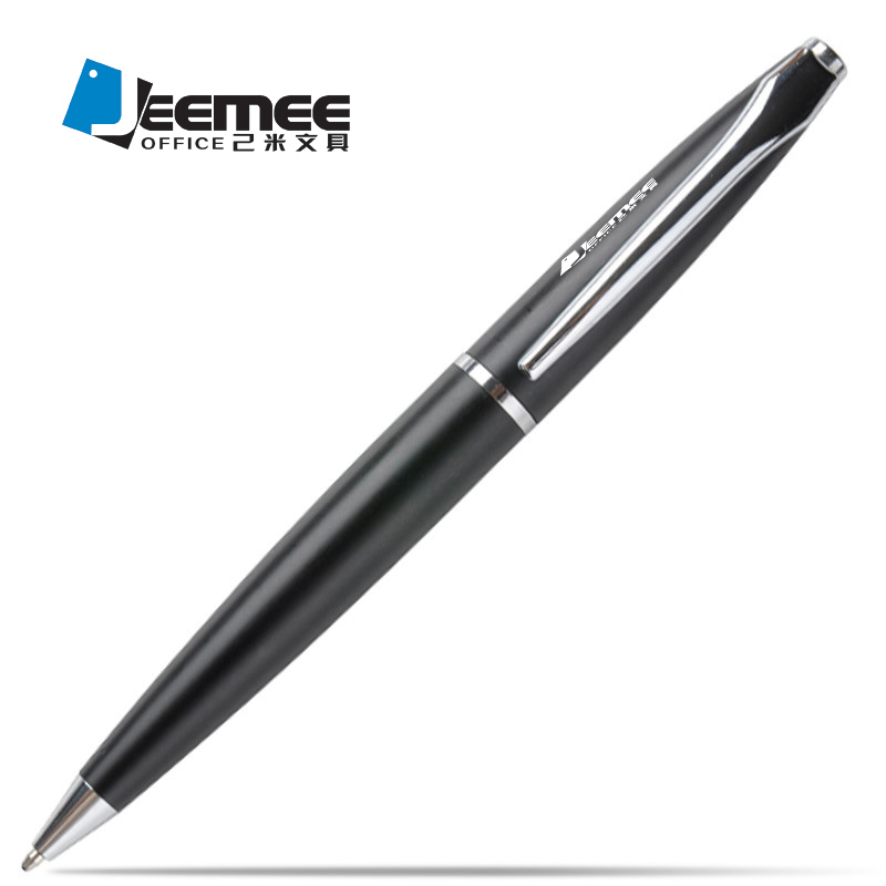 全金属杆签字笔旋转圆珠笔 商务高档黑色笔原子笔印LOGO定制