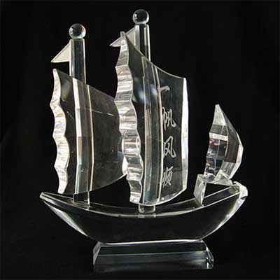 一帆风顺水晶小帆船创意摆件 水晶工艺品毕业纪念品 生日礼物定制
