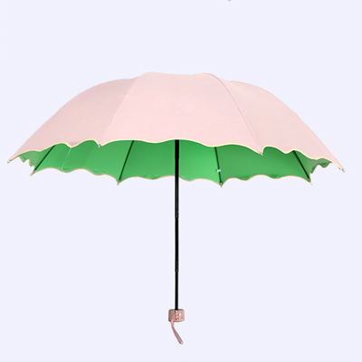 折叠黑胶挡风遮雨太阳伞晴雨伞两用 遇水开花雨伞 女防紫外线三折伞定制