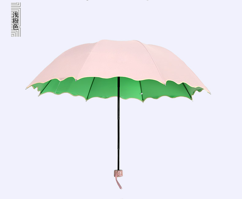折叠黑胶挡风遮雨太阳伞晴雨伞两用 遇水开花雨伞 女防紫外线三折伞定制