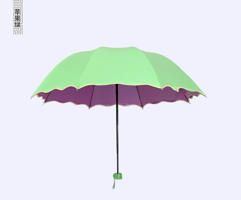 折叠黑胶挡风遮雨太阳伞晴雨伞两用 遇水开花雨伞 女防紫外线三折伞定制