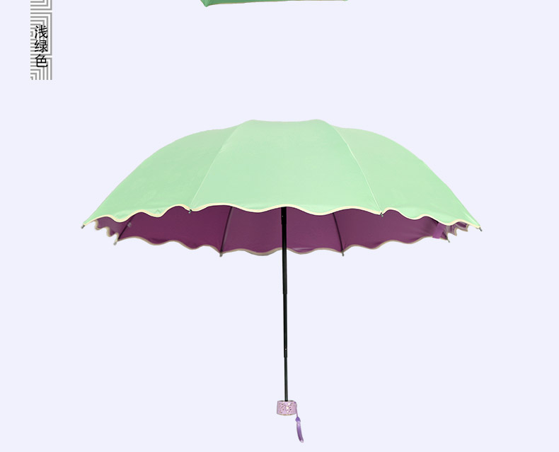 折叠黑胶挡风遮雨太阳伞晴雨伞两用 遇水开花雨伞 女防紫外线三折伞定制