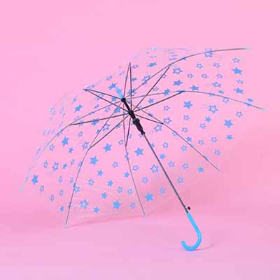 创意时尚个性可爱透明彩色星星伞 晴雨伞超轻长柄雨伞定制
