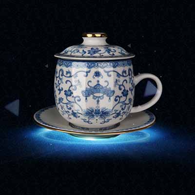 青花珐琅彩描金骨瓷杯茶具 陶瓷精美礼品茶杯定制
