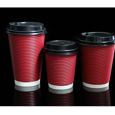 一次性双层加厚防烫咖啡奶茶纸杯 红色瓦楞杯奶茶杯定制