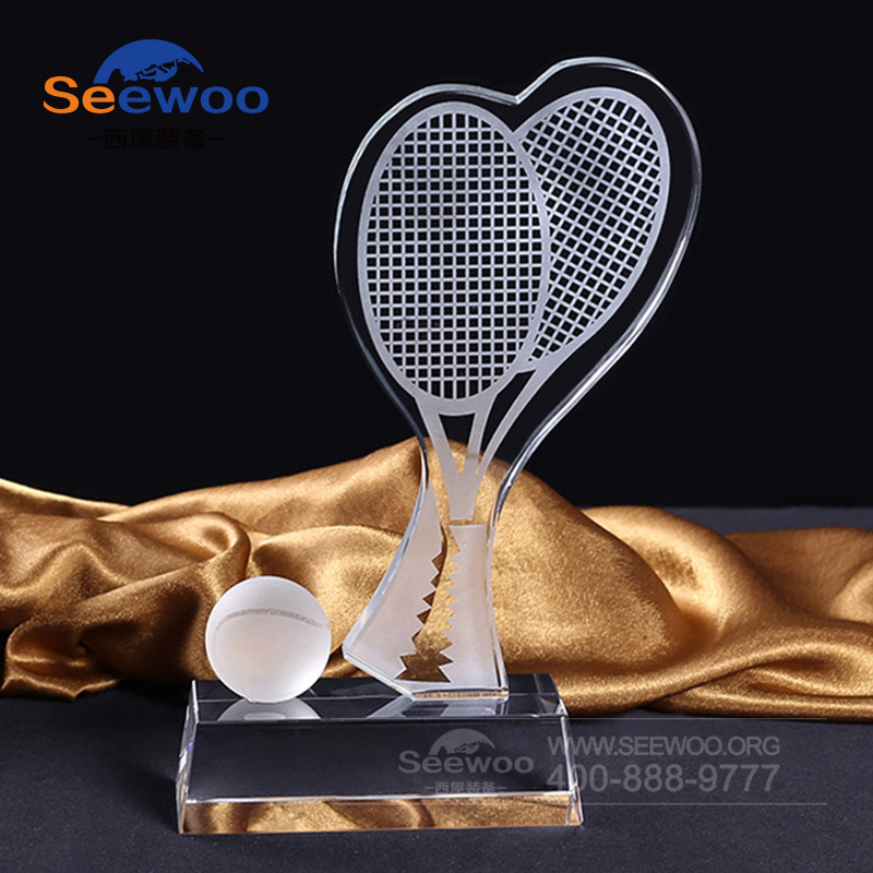 网球水晶摆件 网球赛纪念高档水晶奖杯摆件 定制