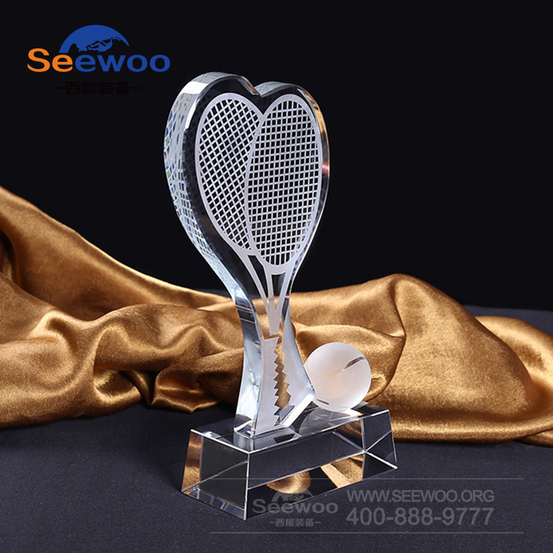 网球水晶摆件 网球赛纪念高档水晶奖杯摆件 定制