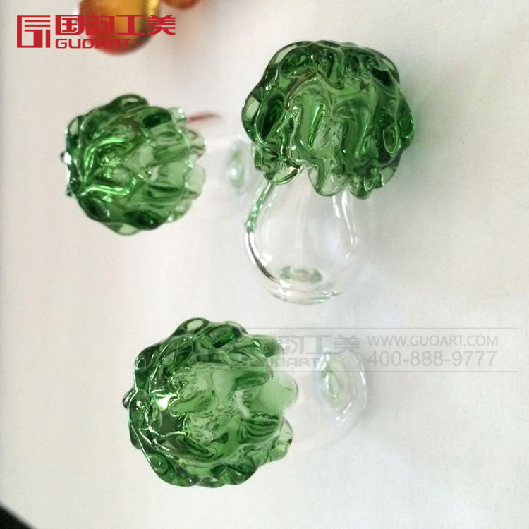 水晶白菜百财吊坠 琉璃饰品高档纪念品定制