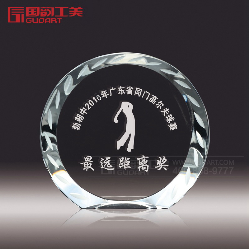 精品创意水晶圆盘奖牌 出口标准专业定制高品质水晶纪念品