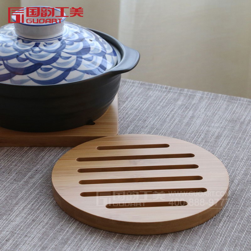 竹木圆形热垫创意家居生活用品热水壶杯垫定做