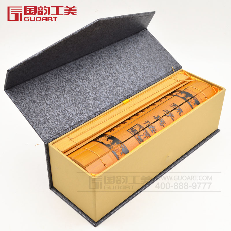 精美雕刻纯手工竹简兰亭序金刚经竹简定制