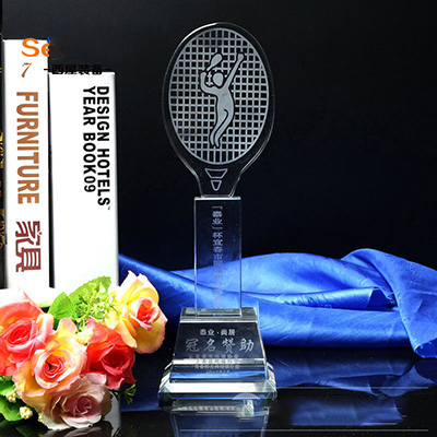 水晶网球拍奖杯 运动会颁奖奖杯个性奖杯 定制